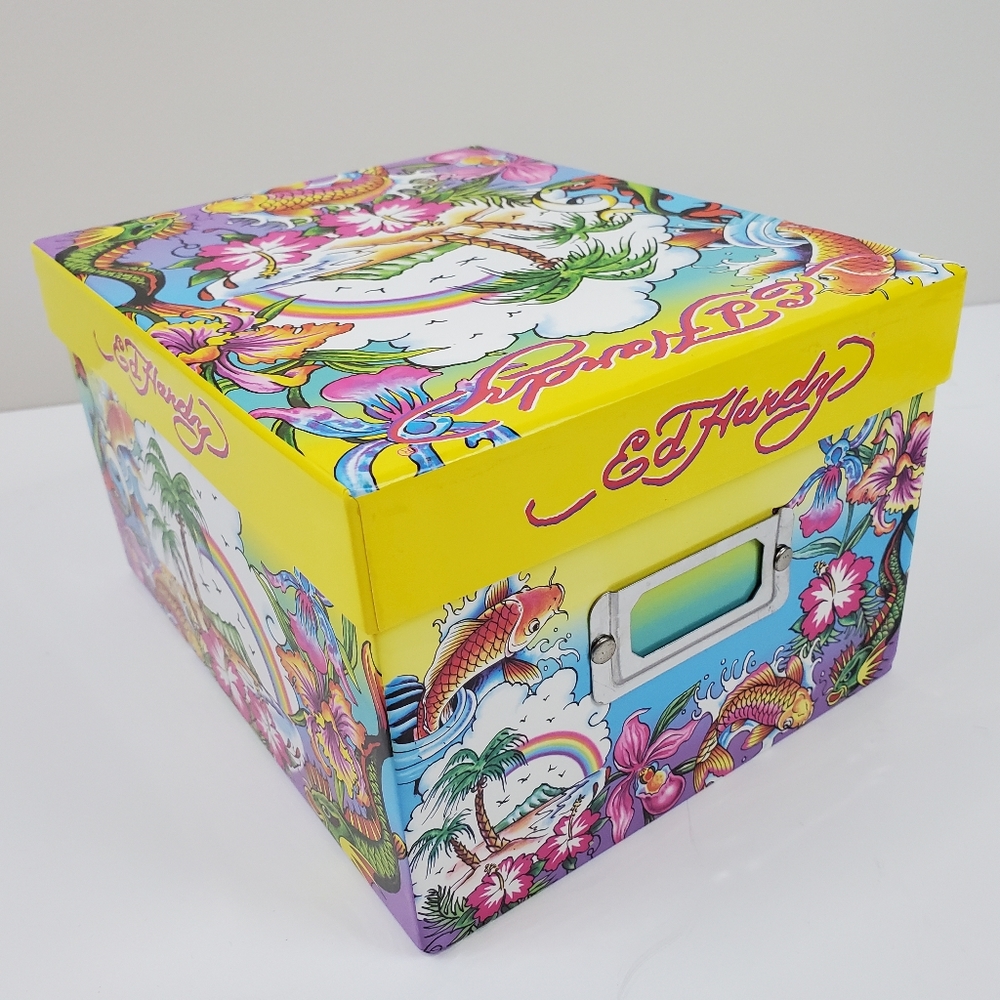 Vintage Lisa Frank Ed Hardy Love Kills Slowly Storage Box Stationary Cards RARE